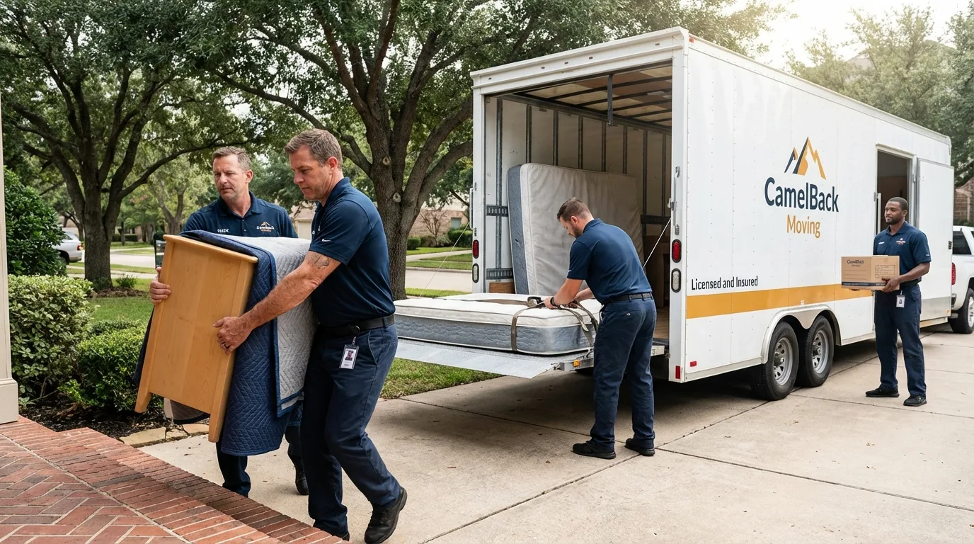 Crew loading residential truck for cross-state move from Laurinburg, NC