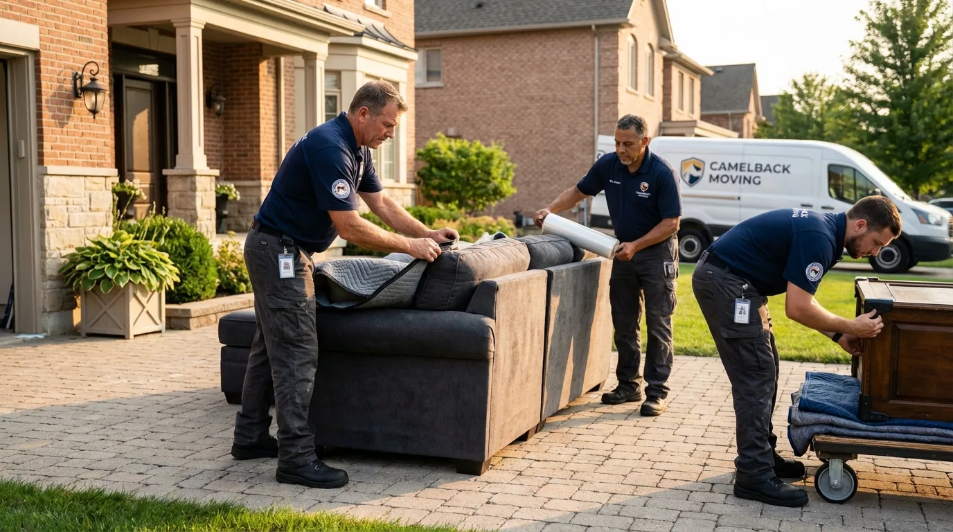 Large estate moving crew wrapping furniture in Laurinburg, NC