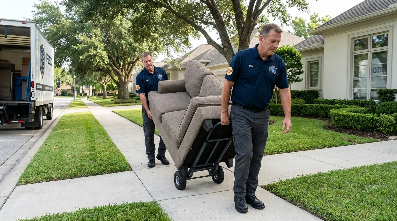 Local residential moving crew loading furniture in Laurinburg, NC